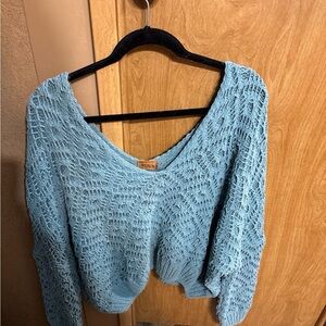 POL Blue V-Neck Sweater